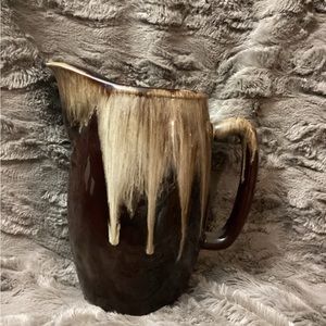 🚨 Vintage Pottery Pitcher w/Handle Glazed Drip